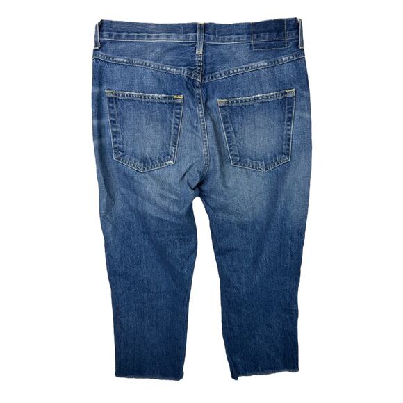 AMO Loverboy Jeans Crop Straight High Rise Ripped Knees Distressed Denim 30 - Picture 2 of 7